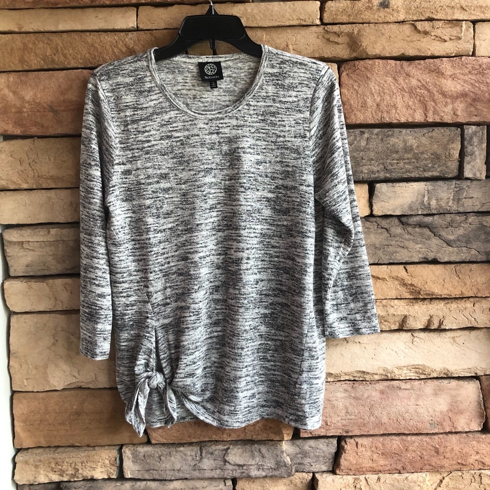 Bobeau grey striated lightweight long sleeve top S